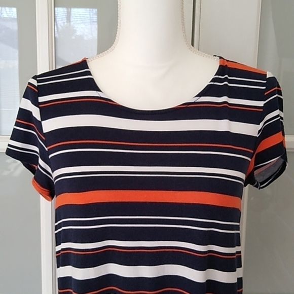 Alfani Petite Striped Shirttail T-Shirt Navy Bold Stripe - Picture 7 of 13